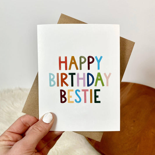 Bestie Birthday Card - White Flamingo