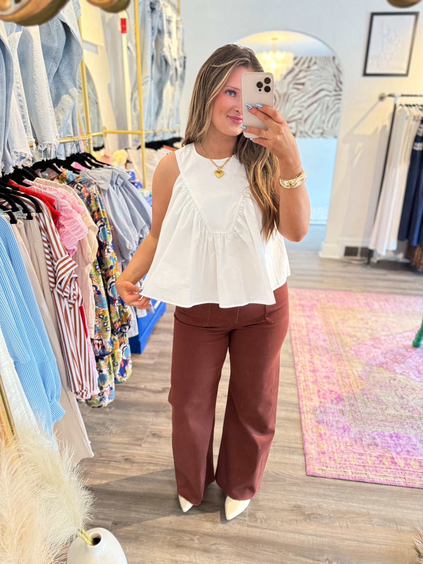 Elyse Top - White Flamingo