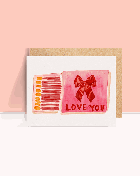 Bow Matchbook Greeting Card - White Flamingo