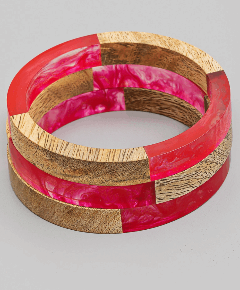 Guava Bangle Set - White Flamingo