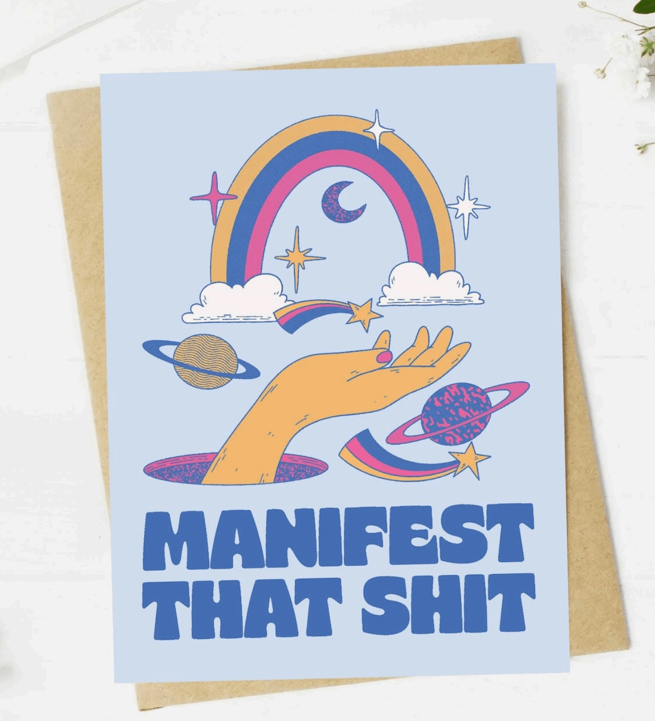 "Manifest That Sh*T" Greeting Card - White Flamingo