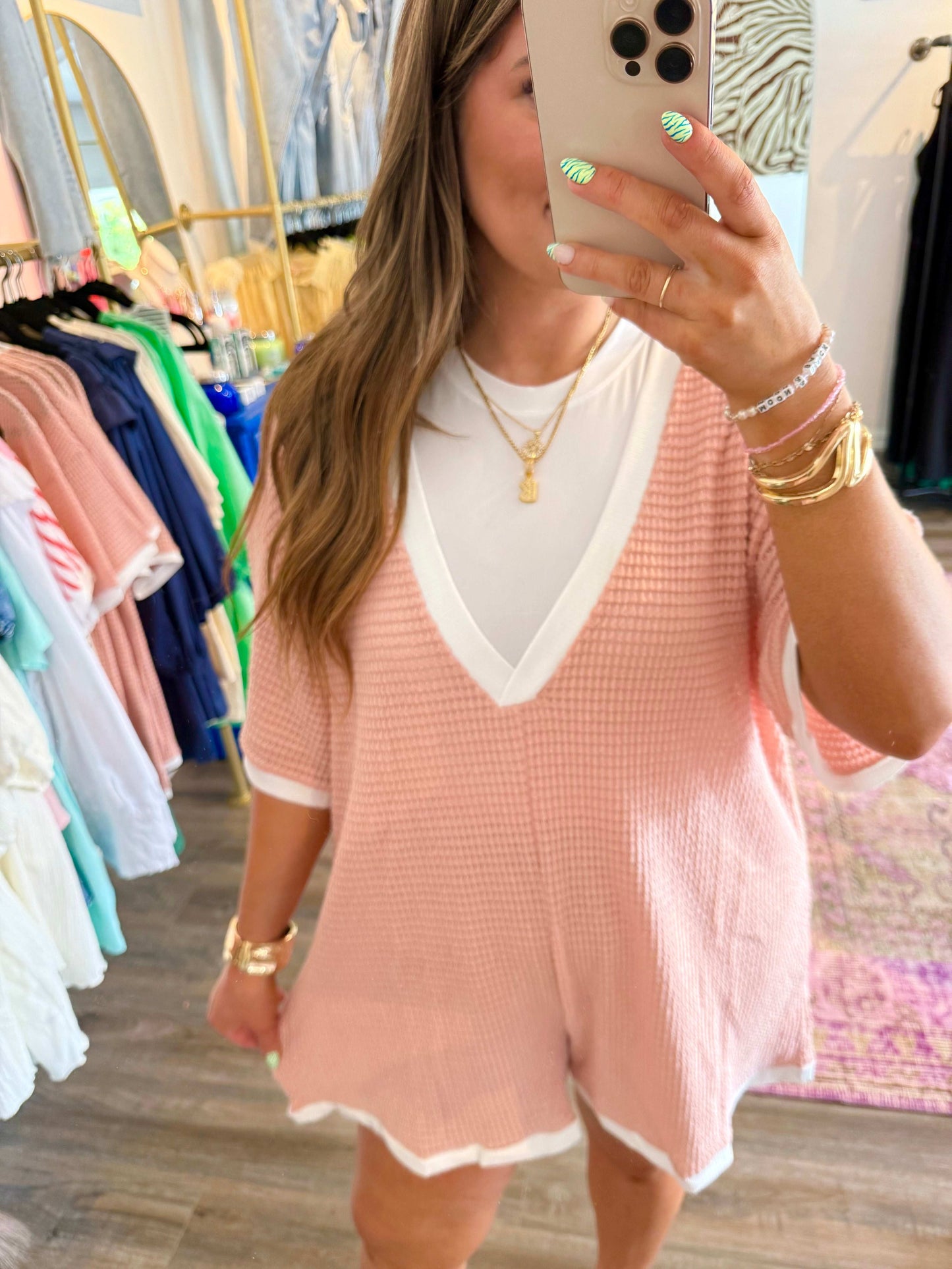 Peachy Keen Romper - White Flamingo