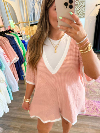 Peachy Keen Romper - White Flamingo
