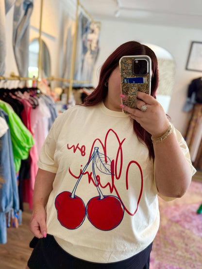 Mon Cheri Tee - White Flamingo