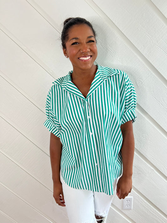 Green Doleman Button Down Top