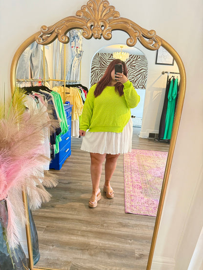Limeade Knit Top - White Flamingo