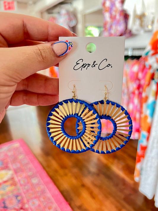 Blue and Gold Filigree Circle Drops