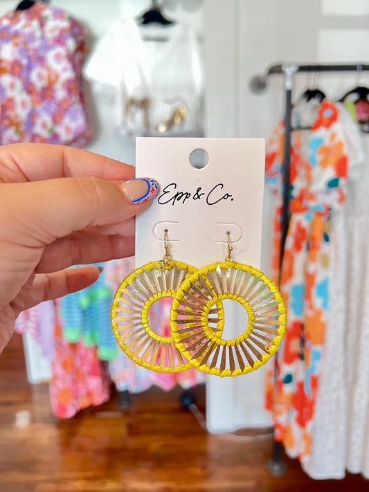 Yellow and Gold Filigree Circle Drops