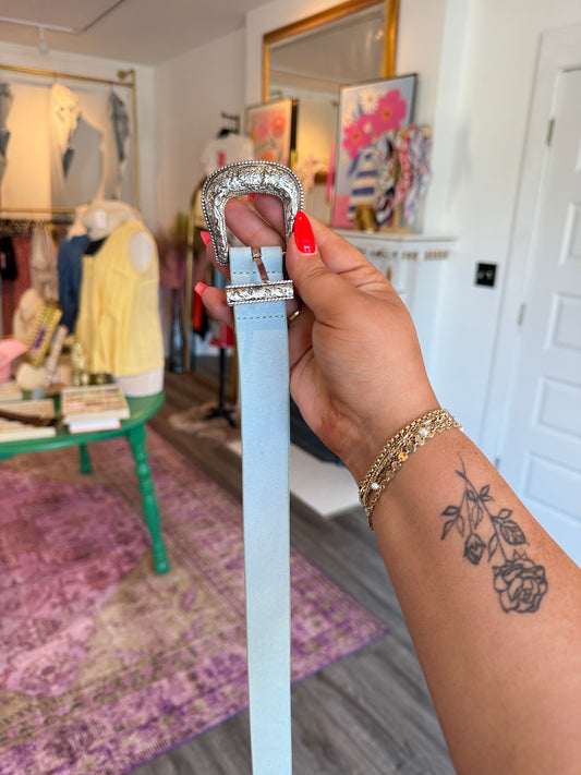 Baby Blue Western Belt