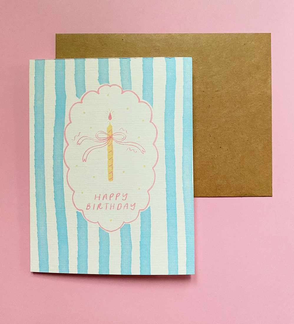 Blue Stripe Birthday Card