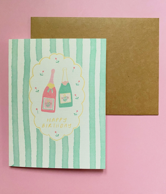 Green Stripe Birthday Card