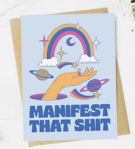 "Manifest That Sh*T" Greeting Card - White Flamingo