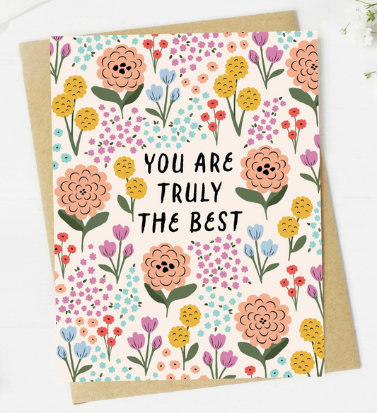 "You Are Truly the Best" Colorful Flower Thank You Card - White Flamingo