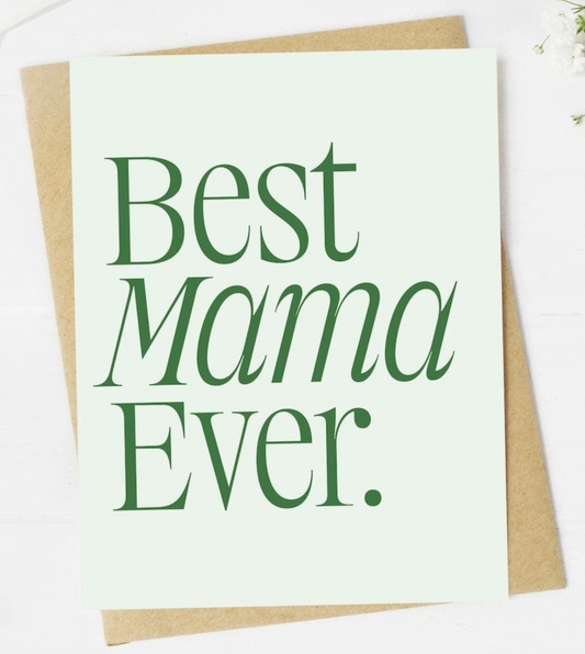 Best Mama Ever Greeting Card - White Flamingo