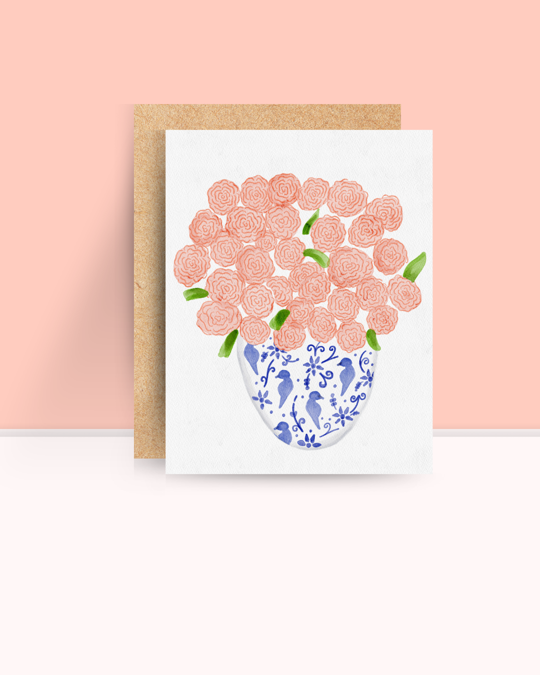 Blue China Vase Greeting Card